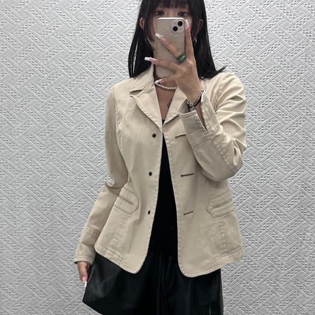버버리 빈티지 모던시크 캐주얼 슬림핏 오트밀 자켓 38 C13821
