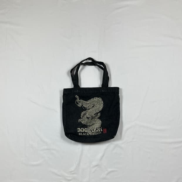 90‘s 도그타운 블랙드래곤 dogtown 프린트 데님 토트백 가방