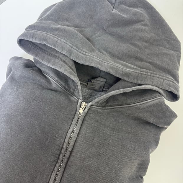 가먼트 워싱 크롭 후드 집업