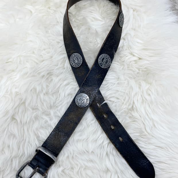 리얼레더 빈티지 스터드 버클 벨트