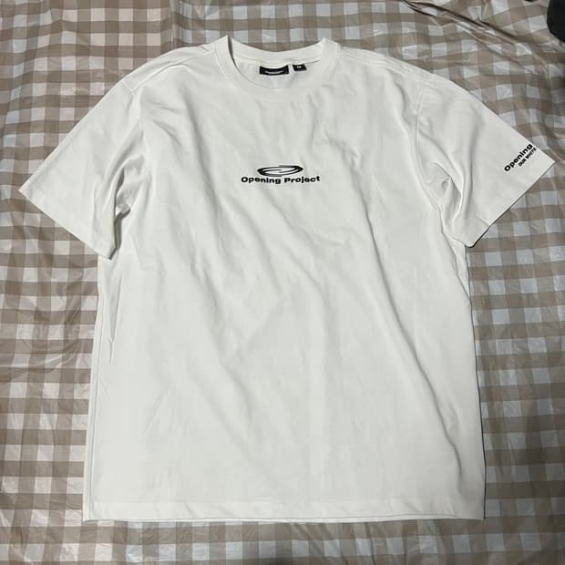 오프닝프로젝트 미드로고 반팔 화이트 3 흰색 반팔티 오프닝 프로젝트