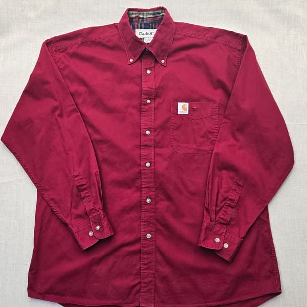 칼하트 옥스포드 긴팔 셔츠 버건디