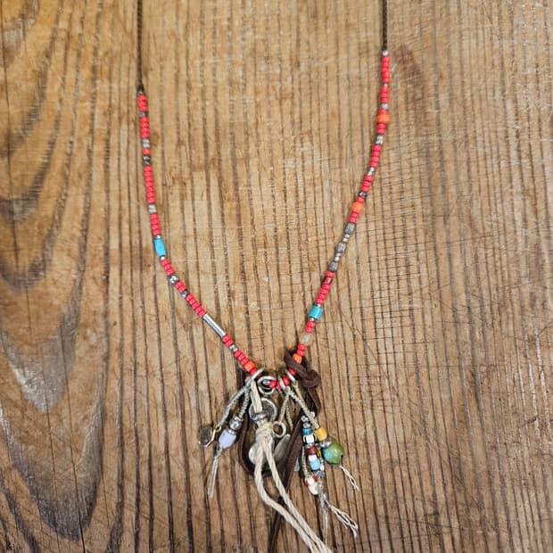 빈티지 스털링 실버 빈티지 비즈 목걸이