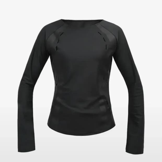 ojos 오호스 Film Slit Stretch Top 차콜