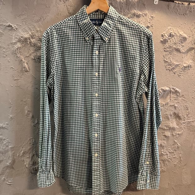 폴로 랄프로렌 POLO 깅엄 체크 버튼다운 셔츠 그린 M