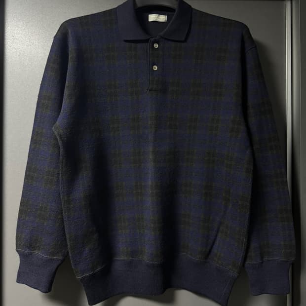 꼼데가르송 옴므 아카이브 체크 카라티 다크네이비 (100)