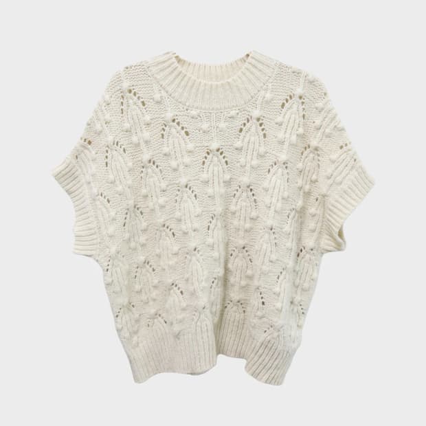 얼스뮤직 폼폼 펀칭 니트 베스트 61972