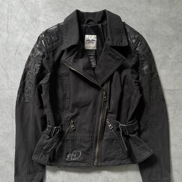 Harley Davidson 할리데이비슨 블랙 캔버스 라이딩 자켓