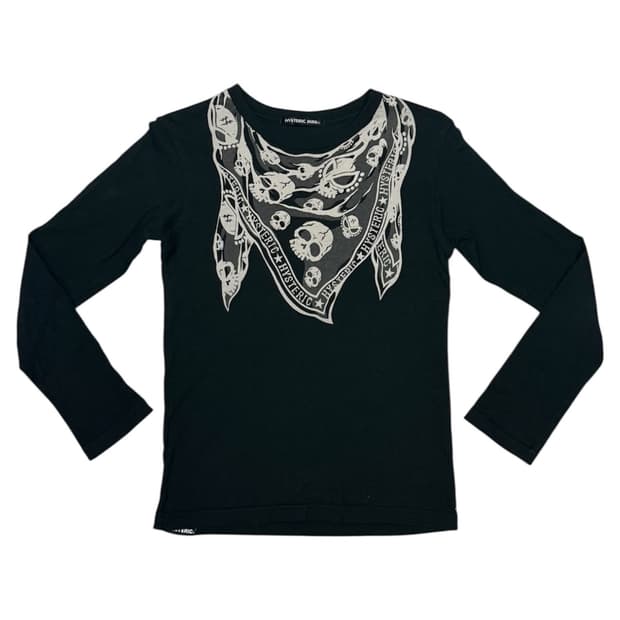 히스테릭 글래머 아카이브 해골 스카프 프린팅 롱슬리브 티셔츠