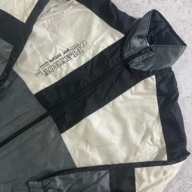 플레이보이 블록 배색 빈티지 스포츠 윈드브레이커