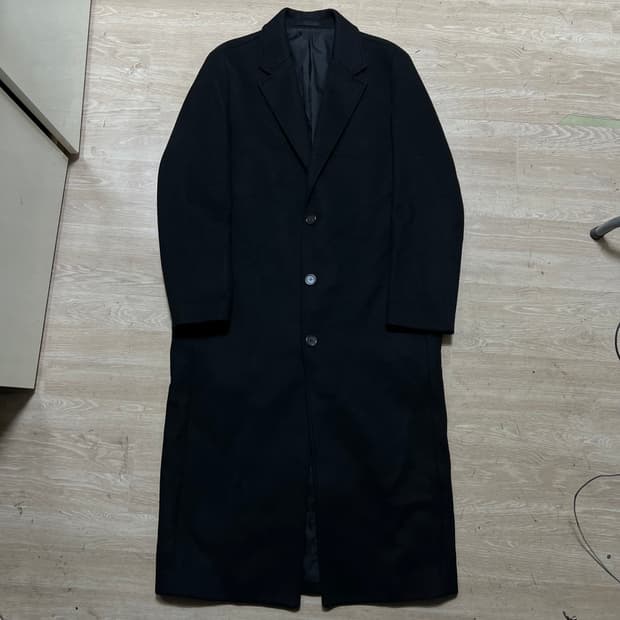 비바스튜디오 미니멀 캐시미어 블렌디드 싱글 롱코트 [블랙] M/95