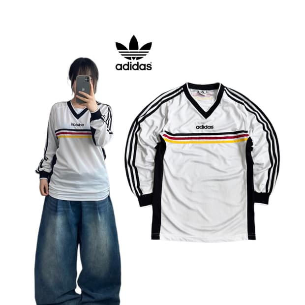 아디다스 90s 독일 삼선 올드스쿨 롱슬리브 유니폼 져지
