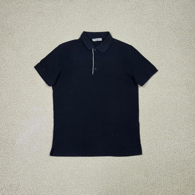 [산드로] 배색 플래킷 반팔 카라티 | S00122