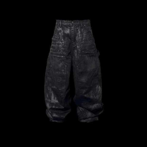 에모스탠스 클럽 블러 코팅 배기 팬츠