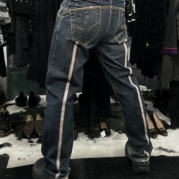 Armani 흑청 워싱 팬츠