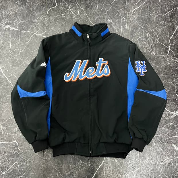 마제스틱 오버사이즈 뉴욕 메츠 스타디움 바시티 자켓