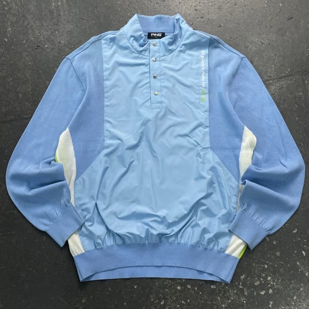 105 핑 반버튼 니트 