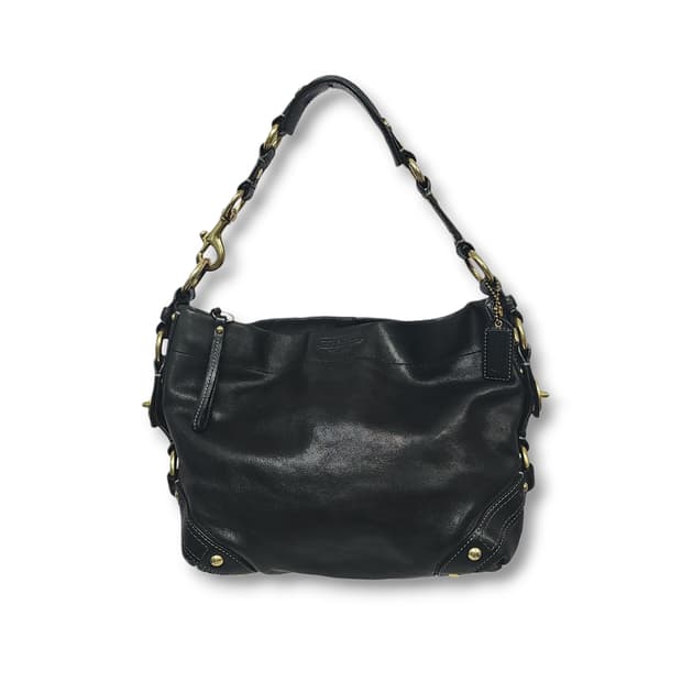 COACH 코치 칼리 블랙 레더 호보백