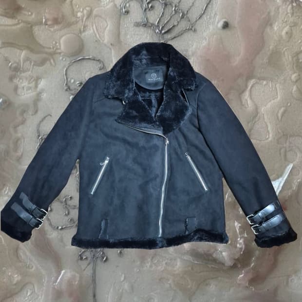 빈티지 MAYSONE 블랙 무스탕 라이더 자켓