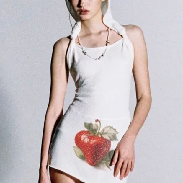 스컬프터 Boucle Hoodied 부클 후드 원피스 미니 드레스