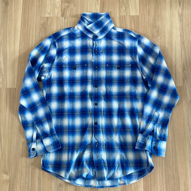 유니클로 옴브레 체크 플란넨 셔츠 M