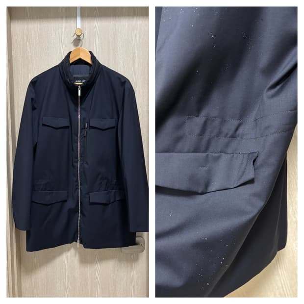 미착용)조르지오 아르마니 히든후드 울 발수 집업자켓54(105~110)