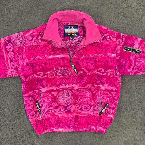 [정품/M] 90s 빈티지 골드윈 핑크 플리스 하프집업