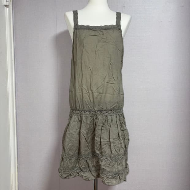 Khaki Lace Sleeveless Dress