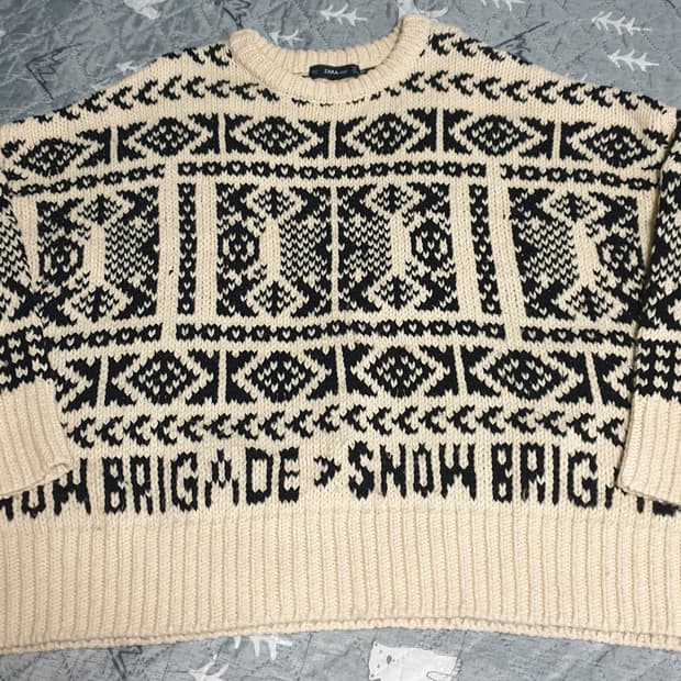 자라 블랙라벨 오버사이즈 혜비 니트 스웨터 (S)