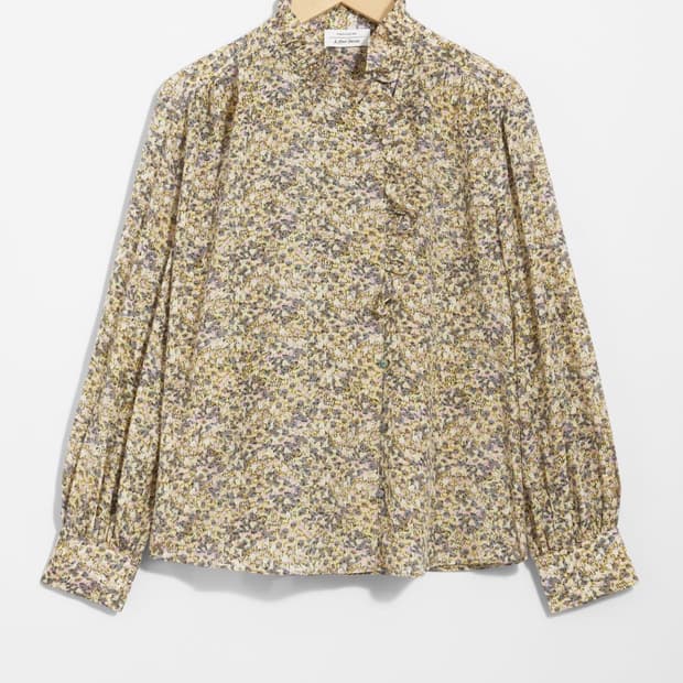 S) 앤아더스토리즈 꽃무늬 실크 코튼 블라우스