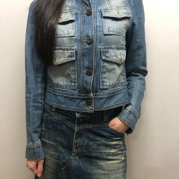 빈티지 데님 포켓 자켓