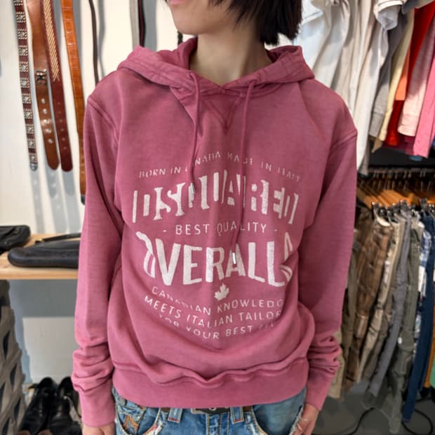 DSQUARED2 오버롤즈 핑크 후드 티셔츠 S
