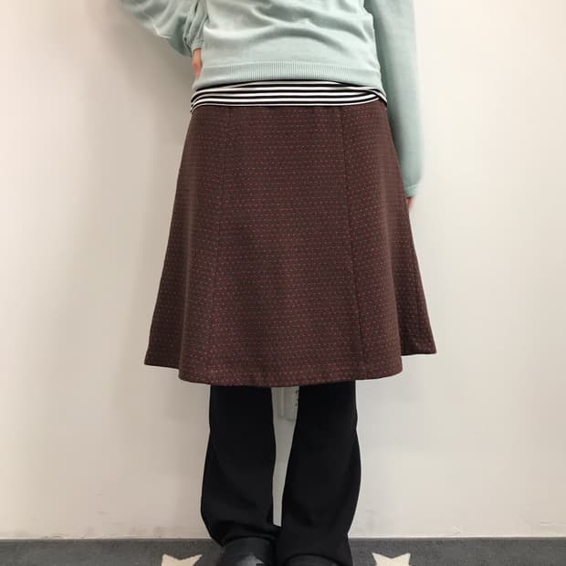 Fairy Brown Wool Dotted Midi Skirts