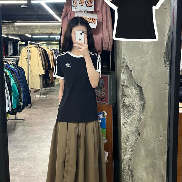 아디다스 삼선 반팔티 블랙 XS #csz3269