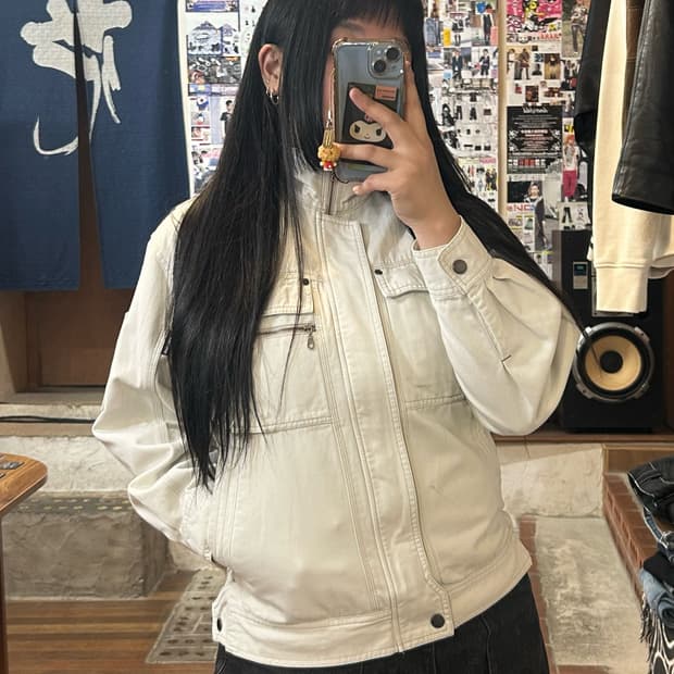 JPN 아이보리 포켓 포인트 워크 자켓