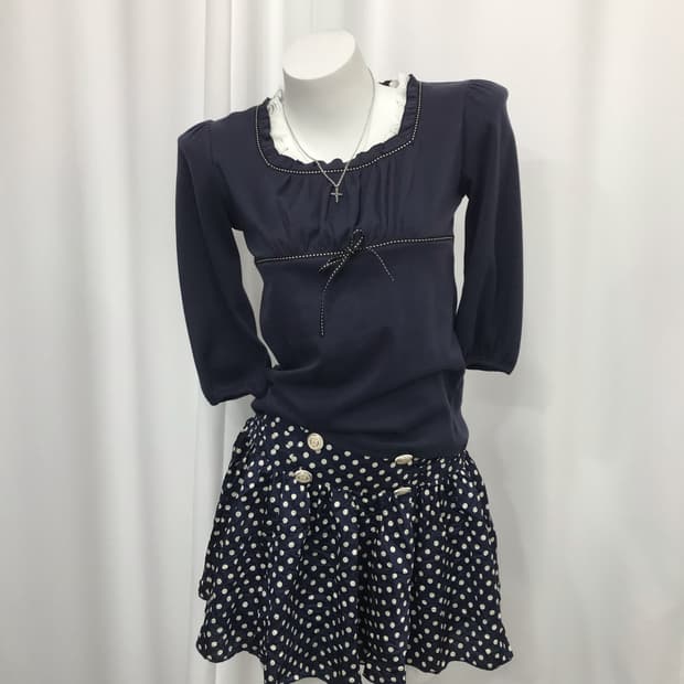 네이비 도트 톤온톤 코디 set