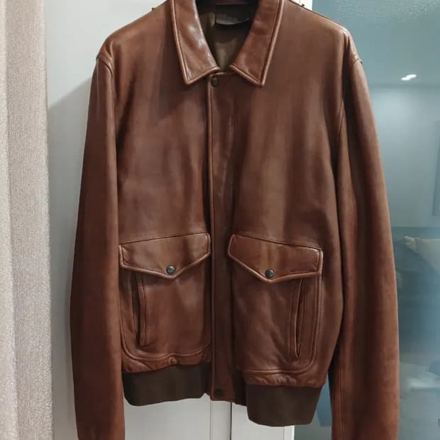 TRUSSARDI A-2 LEATHER BOMBER JACKET