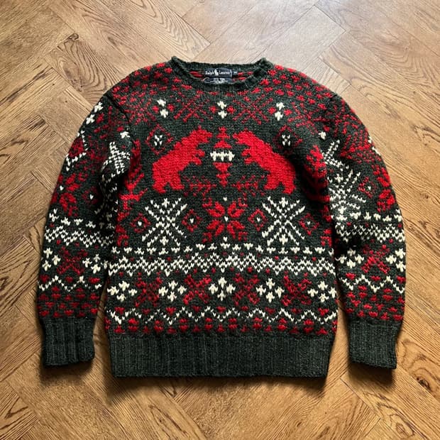 [M]80's 폴로 랄프로렌 노르딕 패턴 핸드 니트