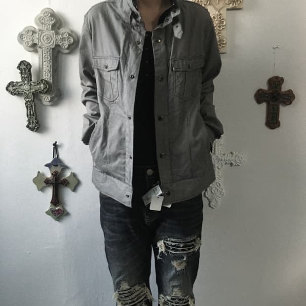 Belted point high neck jacket