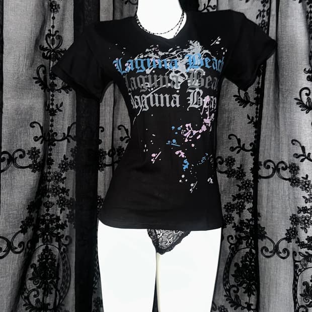 punk lettering short-sleeved