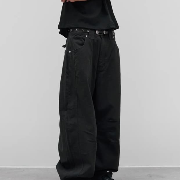 9999아카이브 Technical curved jeans