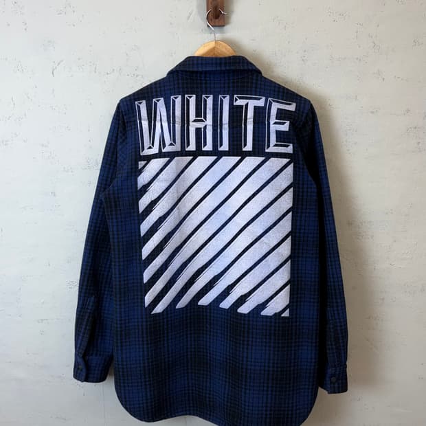 오프화이트 텐꼬르소꼬모 블루 플란넬 셔츠