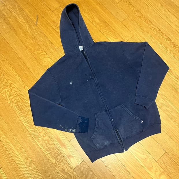 [L] 80s USA 빈티지 러셀 후드집업 페이디드 네이비