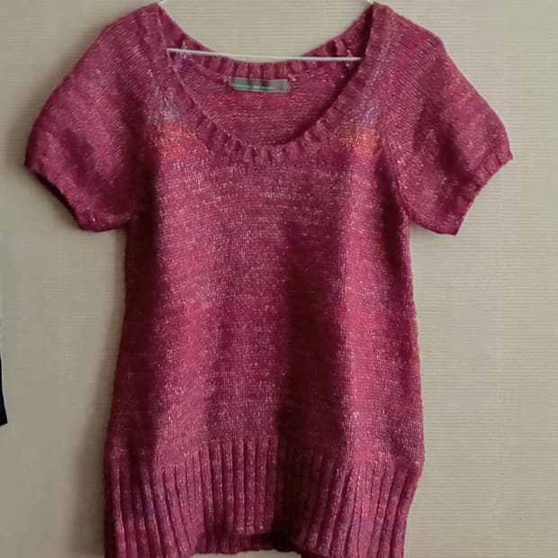 빈티지 모리룩 레이어드 반팔 니트 캔디니트 하구미룩 해