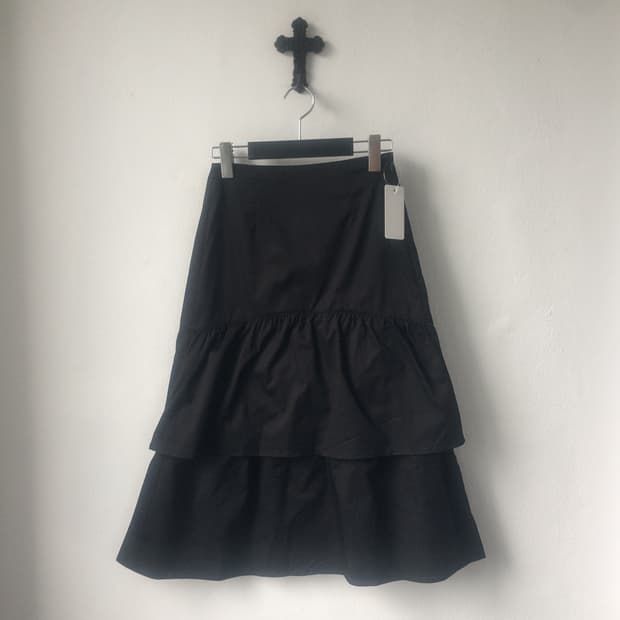 Shirring point layer long skirt