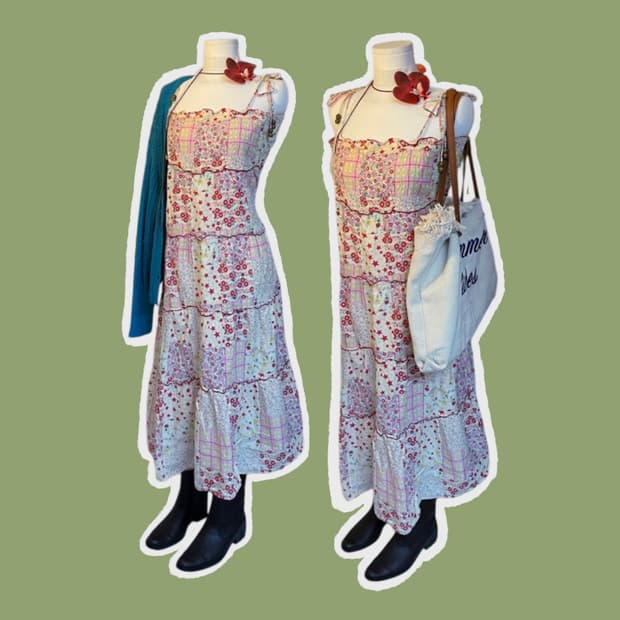 빈티지 모리걸 키치 패치워크 원피스