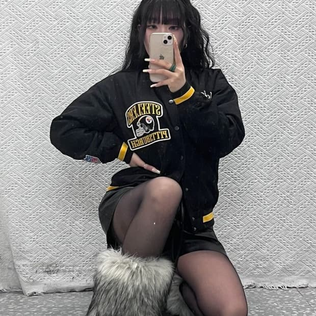 NFL 피츠버그 스틸러스 올드스쿨 레트로 펑크 바시티자켓 S C09970