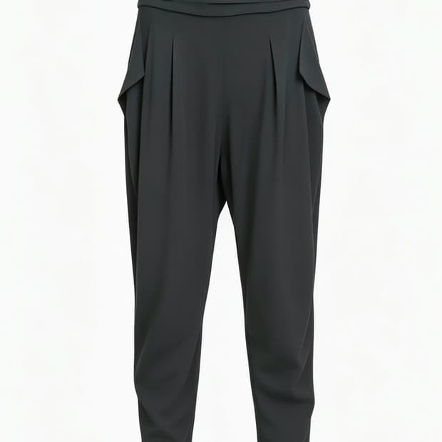 TIME 이태리산 시원한 레이온 하라치 플리츠 블랙 여름 팬츠
