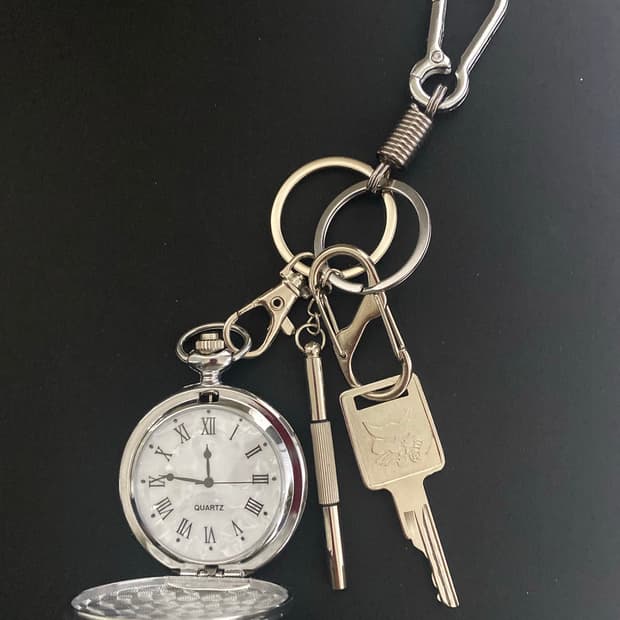 스틸 포켓워치 키링