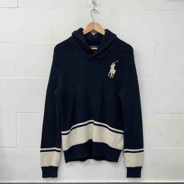 폴로 빅포니 숄 니트